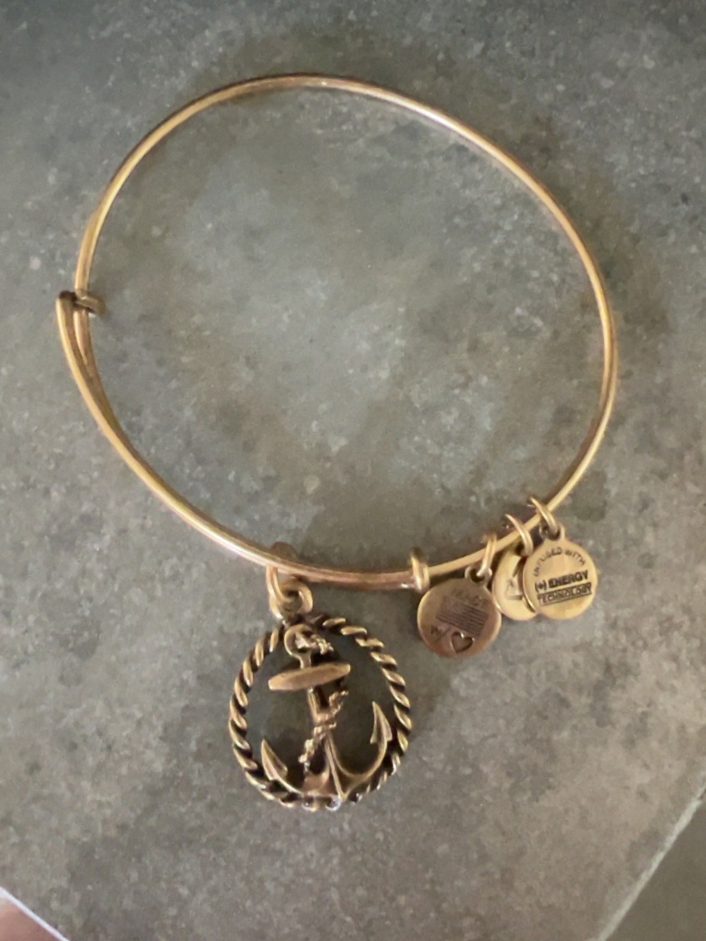 Alex and Ani Gold Nautical Anchor Charm Bangle Bracelet NWOT